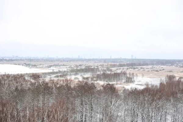 Areal Drone Tipo Fotografia Inverno Com Tempo Nevado Foto Tirada — Fotografia de Stock