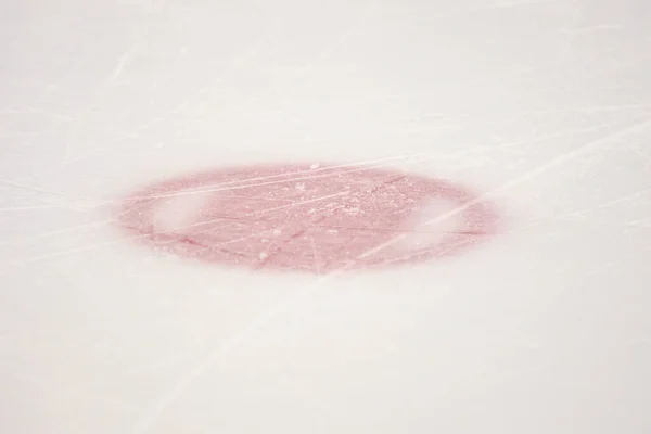Pista Hockey Sobre Hielo Cara Roja Fuera Punto Detalles Textura — Foto de Stock