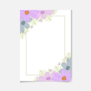 Suluboya doğal kozmos çiçeği ve set tasarımını bırak