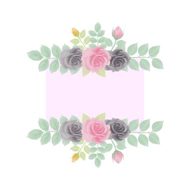 Suluboya doğal gül çiçeği ve set tasarımını bırak