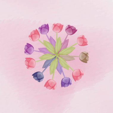 Doğal lale çiçeği suluboya ve set tasarımını bırak