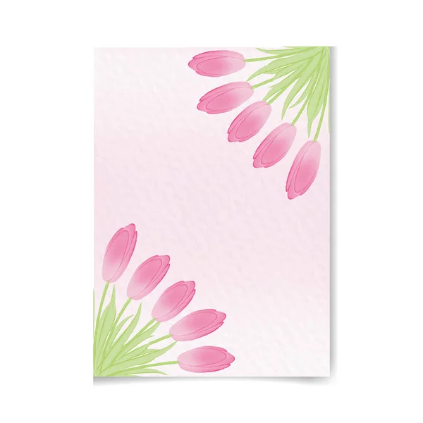 Watercolor Natural Tulip Flower Leave Set Design — Stockvektor
