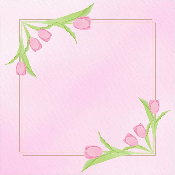 Aquarell Natürliche Tulpenblume Und Blätter Bühnenbild — Stockvektor