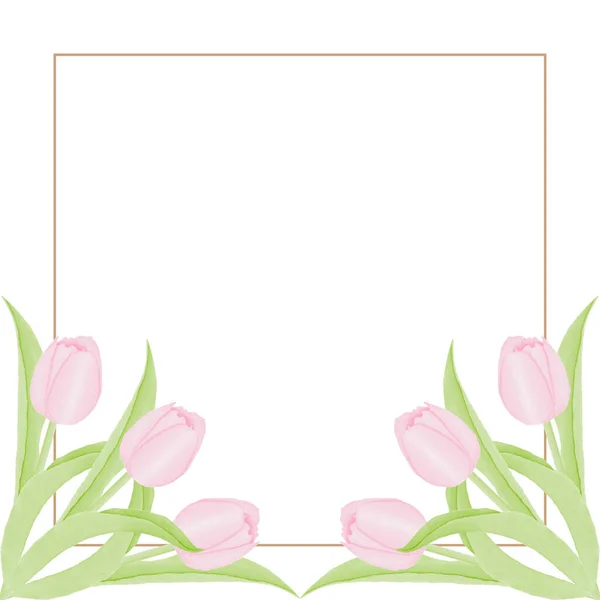 Akvarell Természetes Tulipán Virág Szabadság Készlet Design — Stock Vector