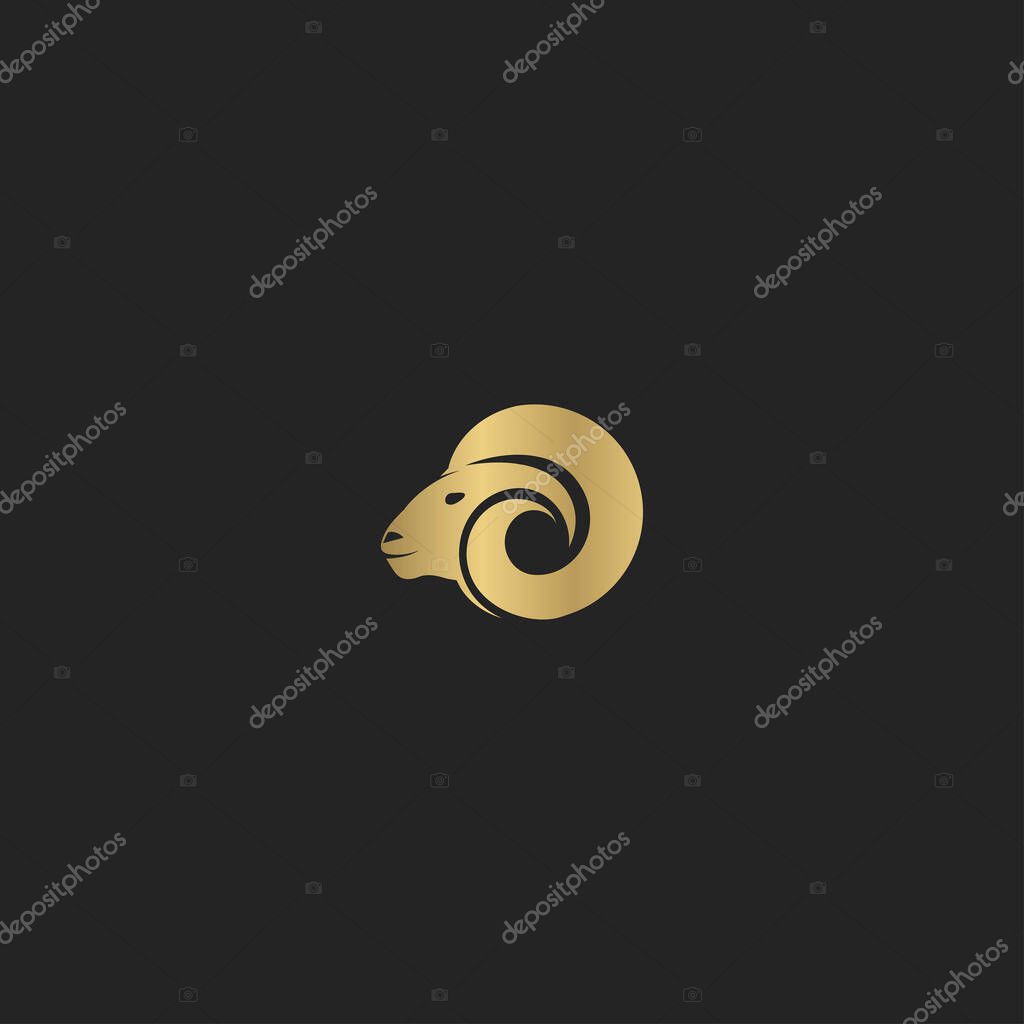 Animal ram big horn logo vector design template
