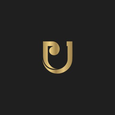 UR, RU, U ve R Soyut ilk monogram harf logosu tasarımı