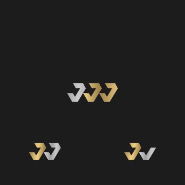 JW, WJ, J ve W Soyut ilk monogram harf alfabesi logosu tasarımı
