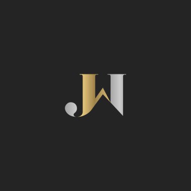 JW, WJ, J ve W Soyut ilk monogram harf alfabesi logosu tasarımı