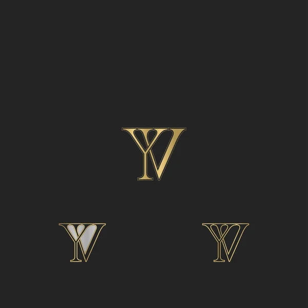 V和Y摘要初始单字字母标识设计 — 图库矢量图片