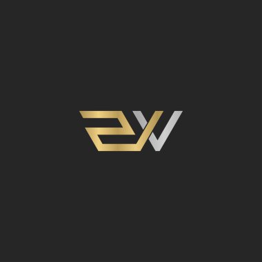 WZ, ZW, soyut ilk monogram harf logo tasarımı