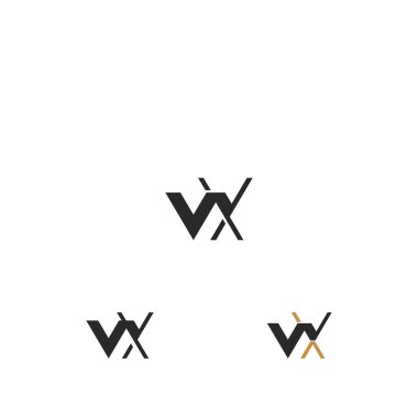 XW, WX, X ve W Soyut ilk monogram harf logosu tasarımı