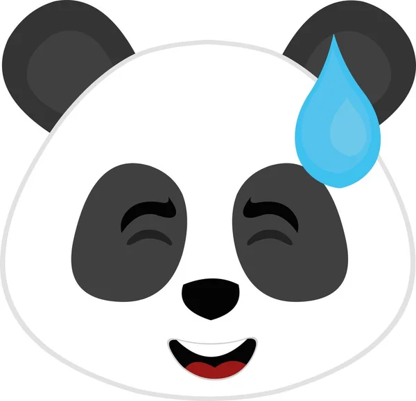 Vector Emoticon Illustration Face Cartoon Panda Bear Expression Shame — Stock Vector