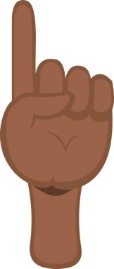 Kahverengi bir elin bir numarayı işaret eden ya da işaret eden vektör simgesi.
