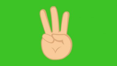 Beşe kadar sayan bir elin animasyonu. Yeşil renkli anahtar arka planda.