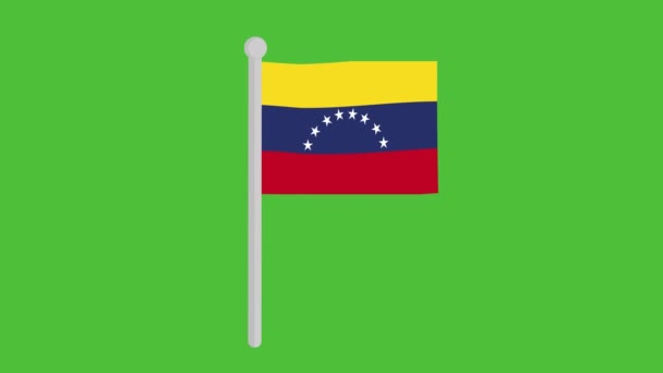 크로마의 배경이 베네수엘라 국기가 막대기에 흔들리는 — 비디오