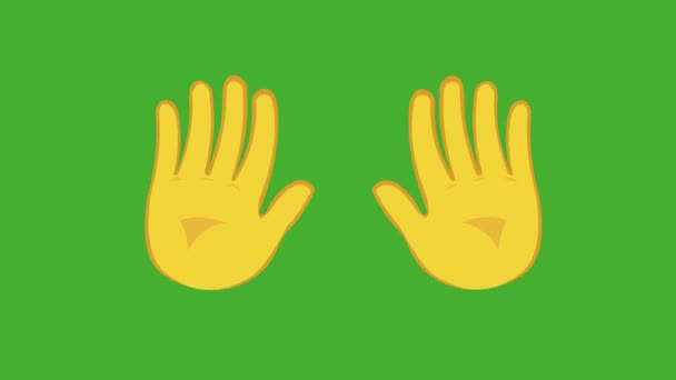 Animação Laço Mãos Amarelas Acenando Fundo Verde Chave Croma — Vídeo de Stock