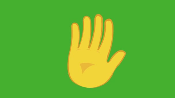 Loop Animation Yellow Hand Waving Green Chroma Background — Stock Video