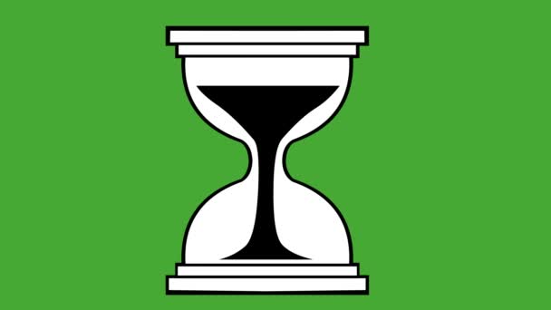 Krom Yeşil Arka Planda Siyah Beyaz Kum Saati Döngü Animasyonu — Stok video