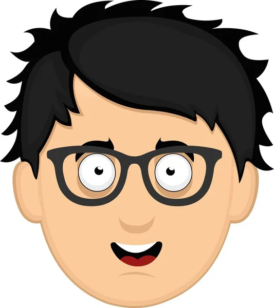 Vector Emoticon Απεικόνιση Του Προσώπου Ενός Νεαρού Καρτούν Γυαλιά — Διανυσματικό Αρχείο