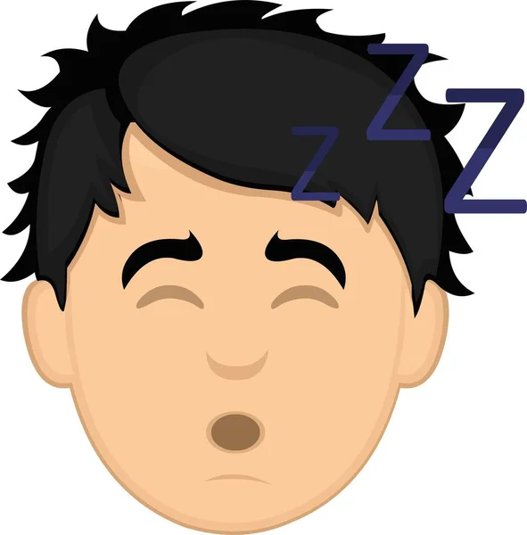 Vektorový Emotikon Ilustrace Obličeje Kresleného Muže Spícího — Stockový vektor