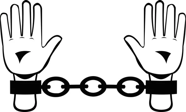 黒と白で描かれた鎖状の手のベクトル図 — ストックベクタ