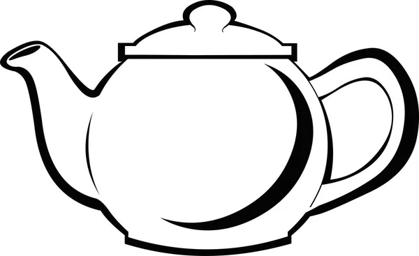Vector Illustration Teapot Black White — Stock Vector