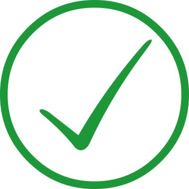 Yeşil onaylı bir listenin vektör illüstrasyonu ve onu çevreleyen bir çember