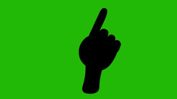 緑のクロマキーの背景に 承認されていないそのインデックス指のジェスチャーで手の黒いシルエットのループアニメーション — ストック動画