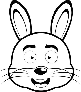 Siyah beyaz çizilmiş bir tavşan yüzünün vektör çizimi