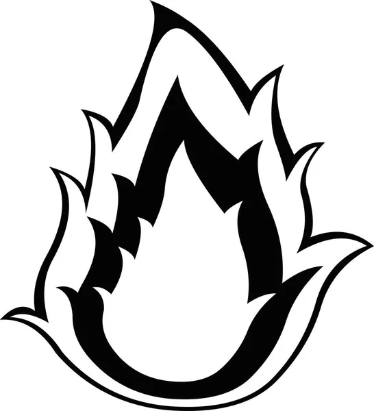 Vektor Illustration Einer Schwarz Weiß Gezeichneten Feuerflamme — Stockvektor