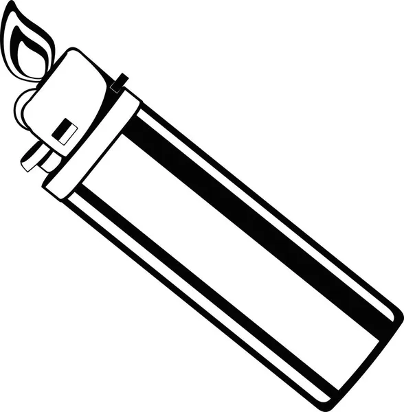Векторна Ілюстрація Запальнички Палаючим Полум Намальованим Чорно Білим — стоковий вектор
