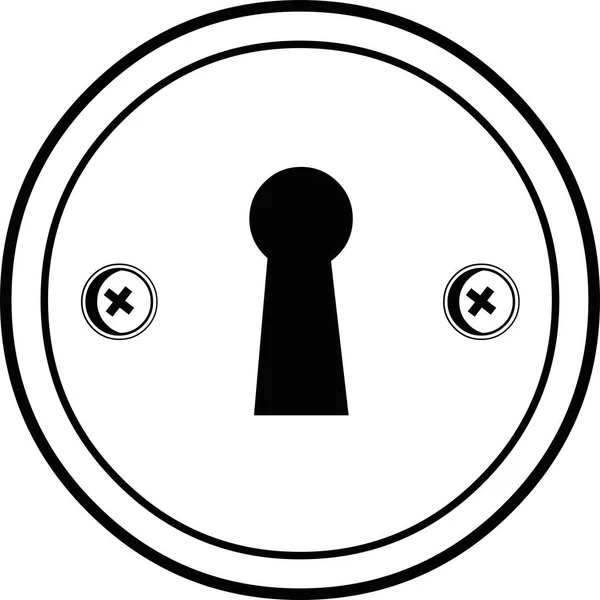 Ilustración Vectorial Cerradura Circular Una Puerta Dibujada Blanco Negro — Vector de stock