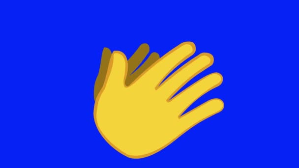 Loop Animation Yellow Hands Clapping Blue Chroma Key Background — Stock Video