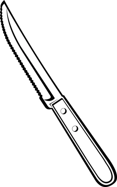 Siyah Beyaz Çizilmiş Bir Bıçağın Vektör Çizimi — Stok Vektör