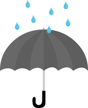 Yağmur damlaları düşen bir şemsiyenin vektör çizimi