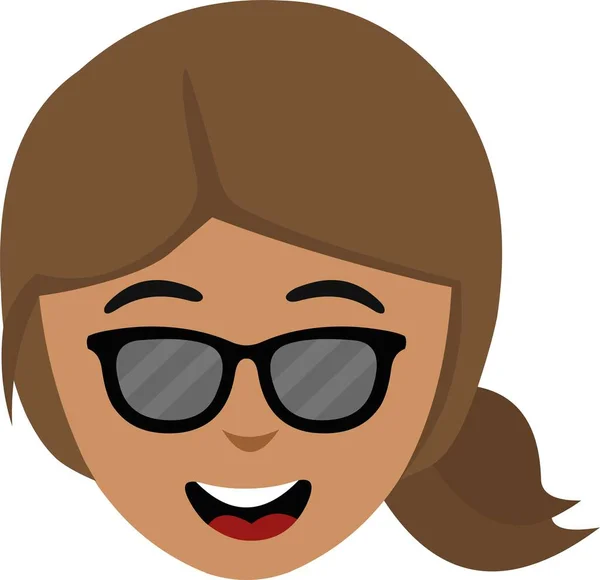 Vektor Emoticon Illustration Tecknad Kvinnas Ansikte Med Solglasögon — Stock vektor