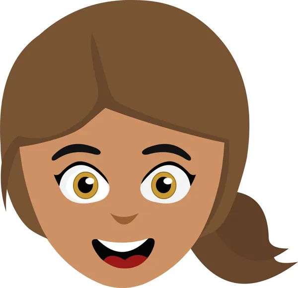 Vector Illustration Face Cartoon Brunette Woman Happy Expression — Stock Vector