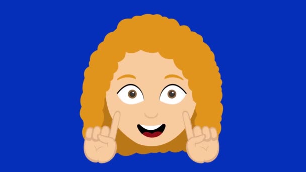 Loop Animation Cartoon Woman Face Making Unapproved Gesture Her Hands — Stock Video