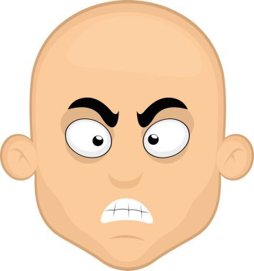 Kızgın bir ifadeyle bir karikatür adamın yüzünü gösteren vektör ifadesi.