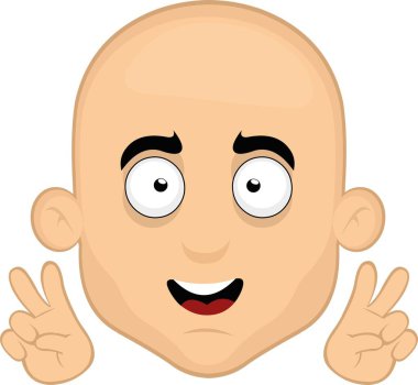 Kel bir adamın, sevgi ve barışın sembolü olan ellerle yaptığı çizgi filmin temsili temsili temsili.