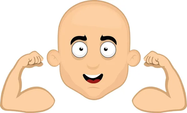 Emotikon Vektor Menggambarkan Wajah Seorang Pria Kartun Meregangkan Lengannya Dan - Stok Vektor