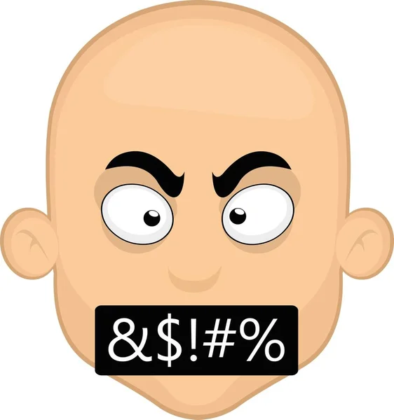 Emoticon Vetorial Ilustração Desenho Animado Homem Careca Insultando — Vetor de Stock