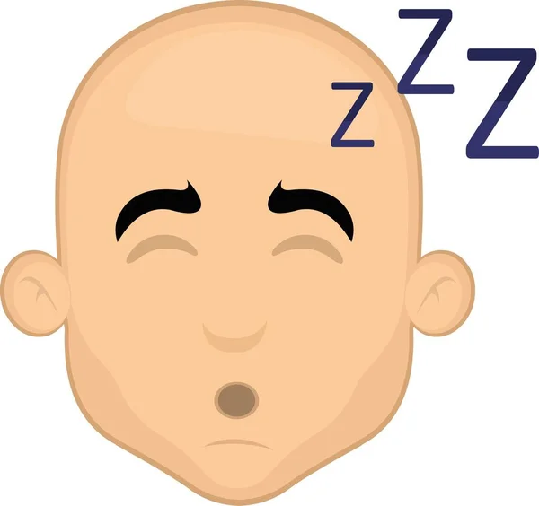 Vektorový Emotikon Ilustrace Obličeje Kresleného Plešatého Muže Spícího — Stockový vektor