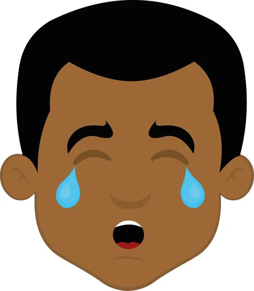 Vektorová Ilustrace Tváře Kresleného Muže Smutným Výrazem Pláčem Slzami Stékajícími — Stockový vektor