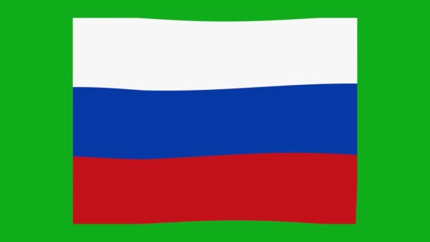 クロマキーグリーンの背景になびくロシアの旗のループアニメーション — ストック動画