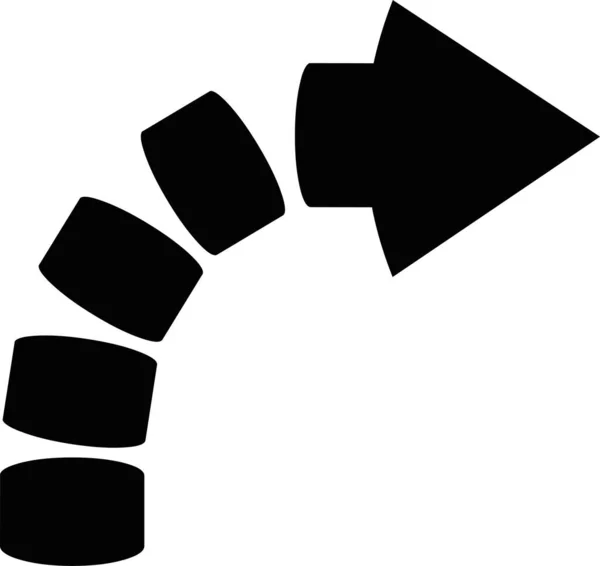 Векторна Ілюстрація Чорної Вигнутої Стрілки Вказує Праворуч — стоковий вектор