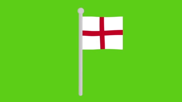 Loop Animation Der Flagge Von England Die Von Einer Stange — Stockvideo