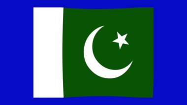 Pakistan bayrağının mavi renkli anahtar arka planında dalgalanan döngü animasyonu