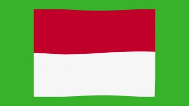 Endonezya bayrağının krom anahtar yeşil arka planda dalgalanan döngü animasyonu