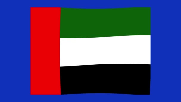 Birleşik Arap Emirlikleri Bayrağının Mavi Renkli Anahtar Arkaplanlı Döngü Animasyonu — Stok video